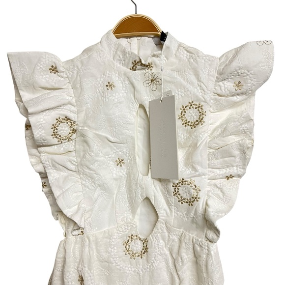 New Amarante Do Brasil White Embroidered Cutout Mini Dress - Picture 4 of 8